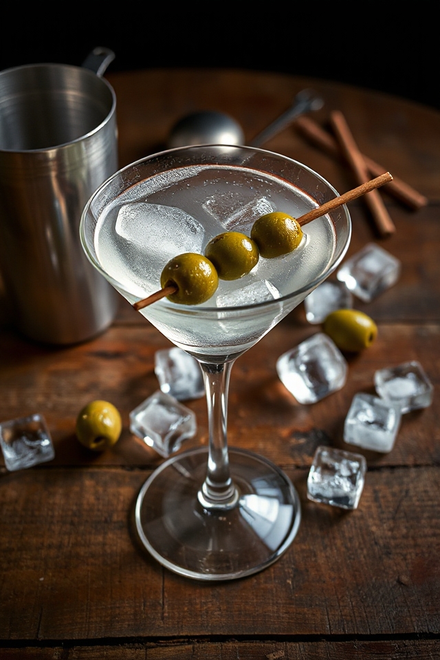 classic cocktail with olives