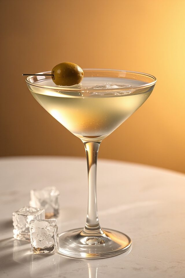 crafting a traditional martini