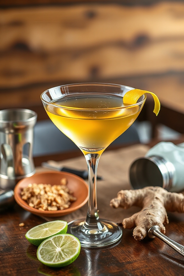 ginger flavored cocktail preparation steps