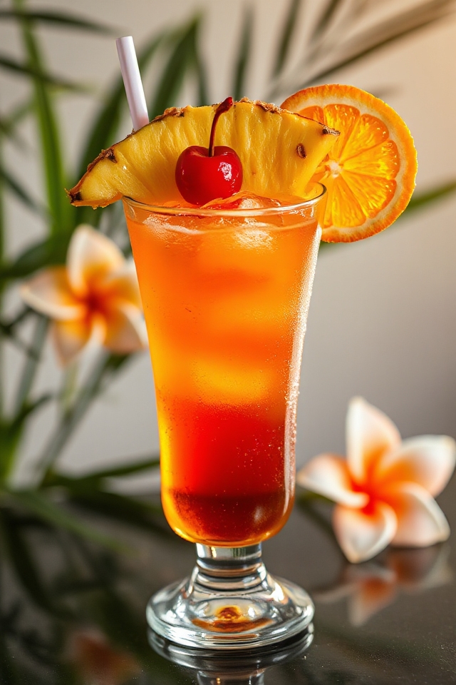 tropical cocktail in shaker